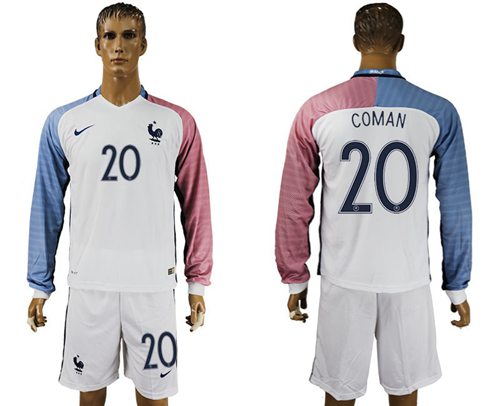 France #20 Coman Away Long Sleeves Soccer Country Jersey